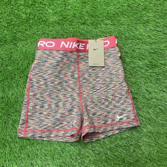 Nike Women's Pro 3" Spacedye Shorts Pink Multicolor HJ6348-629 New Size S - Picture 1 of 5